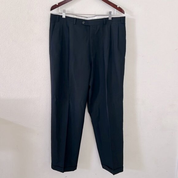 Men's Tailormade Suspender Dress Pants Blue Formal Business - Picture 1 of 16